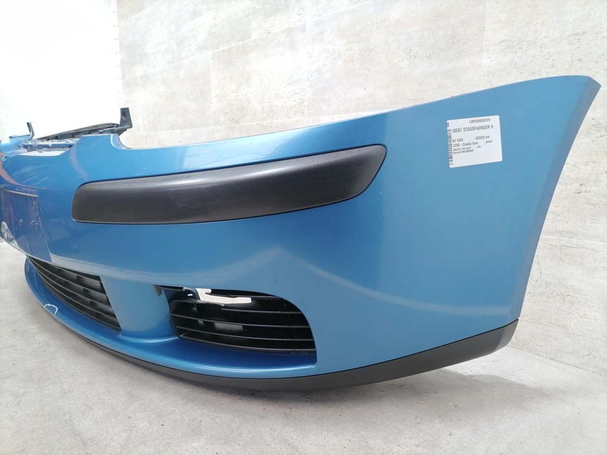 VW Golf V original Stoßstange Stoßfänger vorn LC5G Costa Blue Pearl Fließheck BJ03 VW Golf V original Stoßstange Stoßfänger vorn LC5G Costa Blue Pearl Fließheck BJ03